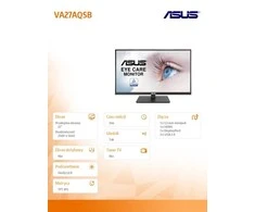 ASUS VA27AQSB Eye Care Monitorius 27 colių IPS WQHD 75Hz HDMI DP 2xUSB 2.0 garsiakalbiai