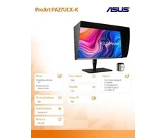 Monitorius ASUS ProArt PA27UCX-K 27 colių 4K HDR IPS Mini LED Professional Off-Axis Contrast Optimization HDR-10 Dolby Vision