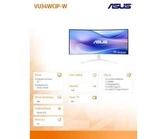 Monitorius ASUS VU34WCIP-W 34 colių VA WLED lenktas 1500R UWQHD 21:9 100Hz 300cd/m2 1ms HDMI DP USB-C USB šakotuvas: 4xUSB 3.2 G1 Type-A Baltas