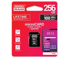GOODRAM M1AA-2560R12 GOODRAM atminties kortelė Micro SDXC 256GB Class 10 UHS-I + Adapteriai