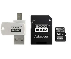 Oem 64GB 100 MB/s Micro SD atminties kortelė Goodram M1A4 - OTG adapteris