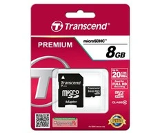 Atminties kortelė Transcend Micro SDHC 8GB 10 klasės + SD adapteris