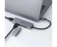 Aukey Hub usb-c cb-c63 aluminiowy | ultra slim | 4w1 | 3xusb 3.1 | 1xmicrosd i sd