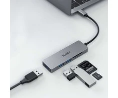 Aukey Hub usb-c cb-c63 aluminiowy | ultra slim | 4w1 | 3xusb 3.1 | 1xmicrosd i sd