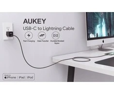 USB Kabelis - AUKEY CB-CL03 2m Lightning USB C 480Mbit/s Juodas