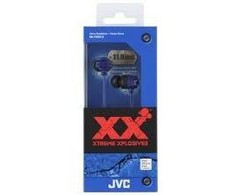 Į ausis įkišamos laidinės Ausinės JVC HA-FX102AE XTREME XPLOSIVES su "ultimate bass sound" technologija, mėlynos