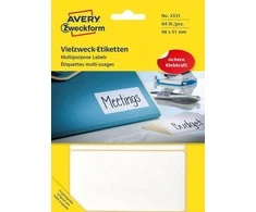 Avery Mini lapinės etiketės, skirtos rašyti ranka, 98 x 51 mm, balta, 84 vnt