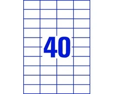Lipnios etiketės Avery Zweckform, A4, 52.5x29.7mm, 40 etikečių lape, be rėmelio, 100 lapų, baltos spalvos