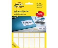 Avery Mini lapinės etiketės rašymui ranka, 38 x 18mm, balta, 648 vnt
