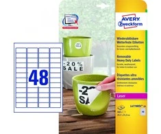„Avery Heavy Duty“ nuimamos vandeniui atsparios etiketės 45,7 x 21,2 mm Balta spausdintuvui 960 vnt