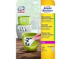 „Avery Heavy Duty“ nuimamos vandeniui atsparios etiketės 45,7 x 21,2 mm Balta spausdintuvui 960 vnt
