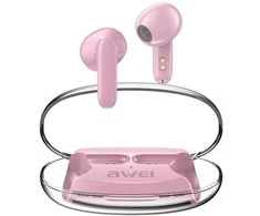 AWEI ausinės Bluetooth 5.3 T85 ENC TWS rožinės spalvos
