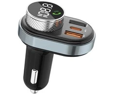 AWEI C-843 laisvų rankų įranga su FM siųstuvu, Bluetooth 5.0, MP3, 1xUSB+1xUSB-C juodos spalvos