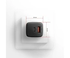 Axagon Sil sieninis įkroviklis 2x prievadas (USB-A + USB-C), PD3.0/QC4+/PPS/AFC/Apple. 30W bendra galia.