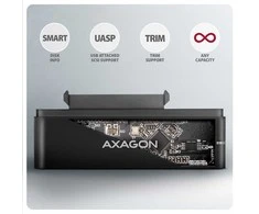 AXAGON ADSA-FPX USB-C 10Gbps - SATA 6G 2.5''/3.5'' SSD/HDD FAST PORT X adapteris su kintamosios srovės adapteriu, USB-C - USB-A adapteris
