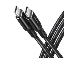 Axagon Data and charging USB 2.0 kabelio ilgis 3 m. 3A. PD 60W, 3A. Juodas braided.