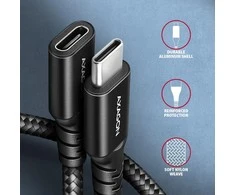 Axagon Extension USB 20Gbps kabelio ilgis 1 m. PD 240W, 5A, 8K HD video. Juodas braided.