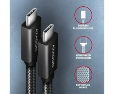 AXAGON BUCM32-CM15AB laidas USB-C <-> USB-C 3.2 Gen 2, 1.5m, PD 100W, 5A, 4K HD, ALU, pintas, Juodas