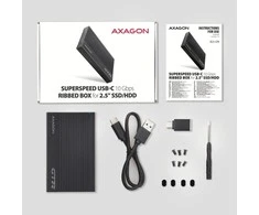 AXAGON USB-C 10Gbps RIBBED Box | EE25-GTR