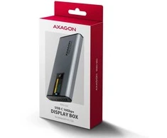 „AXAGON“ išorinė metalinė dėžutė su USB-C 10 Gbps prievadu ir informaciniu ekranu, skirta M.2 NVMe ir SATA SSD diskams | EEM2-SD2