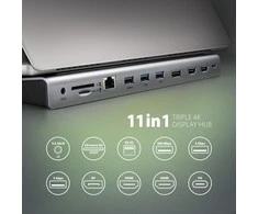 „Axagon“ kelių prievadų USB-C 5Gbps trigubas 4K ekrano šakotuvas HMC-4KX3