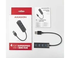 AXAGON Miniatiūrinis metalinis keturių prievadų USB 3.2 Gen 1 šakotuvas | HUE-M1A