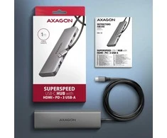 AXAGON HMC-5H USB-C 3.2 Gen 1 šakotuvas, 3x USB-A, 4K HDMI, PD 100W, 100 cm USB-C laidas