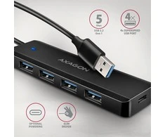 AXAGON Travel keturių prievadų USB-A 5Gbps šakotuvas | HUE-C1A