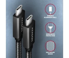 Axagon duomenų ir įkrovimo USB 3.2 Gen 2 kabelio ilgis 2 m. PD 100W, 5A, 4K HD vaizdo įrašas. Juodas pynė.