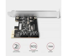 Axagon Dviejų kanalų SATA III PCI-Express valdiklis su dviem vidiniais SATA prievado išėjimais. Standartinis ir žemas profilis.