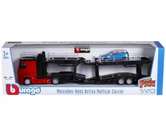 BBURAGO 1/43 Street Fire auto vilkikas Mercedes Benz Actros su automobiliu, asort., 18-31458