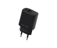 Beline Laidinis įkroviklis 1x USB-C + 1x USB 20W juodos spalvos (only head) PD 3.0 + QC 3.0 BLN2CB20