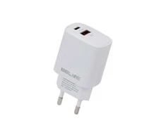 Beline Laidinis įkroviklis 1x USB-C + 1x USB 20W baltos spalvos (only head) PD 3.0 + QC 3.0 BLN2CW20