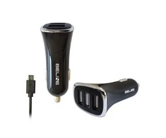 Beline Ład. sam. 3xUSB + microUSB 4A juodos spalvos