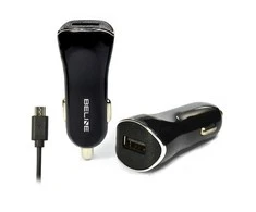 Beline ad. sam. 1xUSB + microUSB 1A juoda/juodas