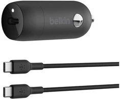 Belkin 30W USB-C, PD, PPS, juoda + kabelis USB-C