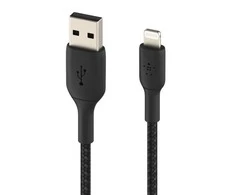 USB kabelis Belkin Boost Charge Braided USB-A to Lightning 1.0m juodas