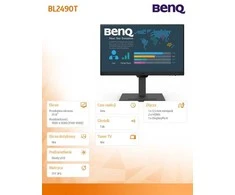 Monitorius Benq | BL2490T | 23.8 " | IPS | 16:9 | 100 Hz | 5 ms | 1920 x 1080 pikselių | 250 cd/m² | HDMI jungtys quantity 2