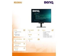 Monitorius BENQ RD280U 28,2 colio IPS 3840x2560 350cd/m2 5ms HDMI 2.0 DP USB tipas C PD90W HUB USB KVM Aukštis