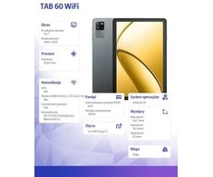 Planšetė Blackview TAB60 WiFi6 10.1 colio HD+IPS 800x1280 60Hz 4GB/128GB A523 aštuonių branduolių 1.8GHz kamera Priekinė 5MP Galinė 8MP 5100mAh Be įkroviklio Android 15 Volcano Pilkas