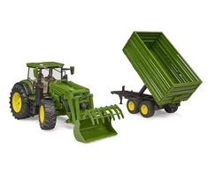 „Bruder“ – „John Deere 7R 350“ su priekiniu krautuvu ir apverčiamuoju priekaba (03155)