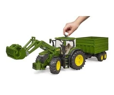 Traktorius su krautuvu ir priekaba Bruder 03155 John Deere 7R 350