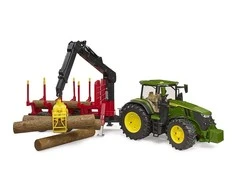 Komplektas Bruder John Deere 7R 350 su miško priekaba