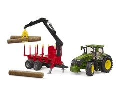 Komplektas Bruder John Deere 7R 350 su miško priekaba