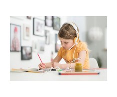 Laidinės ausinės vaikams BuddyPhones School+ geltonos spalvos