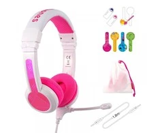 Laidinės ausinės vaikams BuddyPhones School+ rožinės spalvos