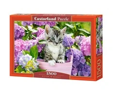 Castorland Dėlionė 1500 vnt. - Kačiukas krepšelyje