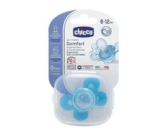 CHICCO Ortodontinis žindukas PHYSIO COMFORT su sterilizavimo dėklu, 6-12M, Iš "Mum effect" silikono