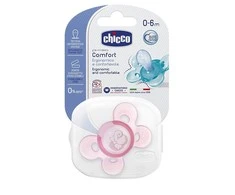 CHICCO Ortodontinis žindukas PHYSIO COMFORT su sterilizavimo dėklu, 0-6M, Iš "Mum effect" silikono