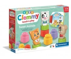 Clementoni kaladėlės Soft Clemmy su knygute "Sweet Animals"